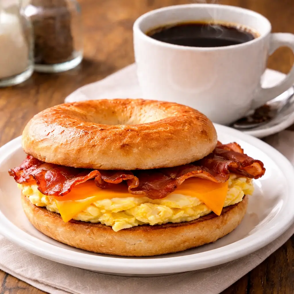 Bacon Egg Cheese Sandwich Coffee Combo at Ally’s Comfort Café in Davie, FL