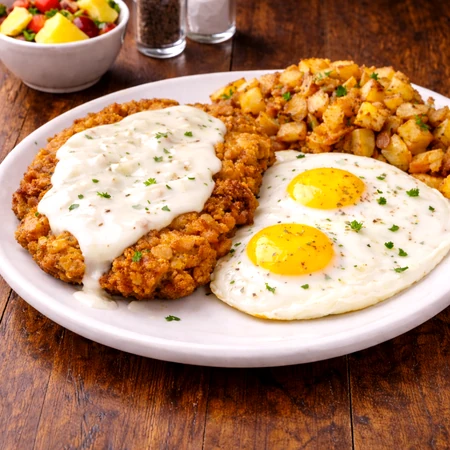 Country Fried Steak Eggs at Ally’s Comfort Café in Davie, FL