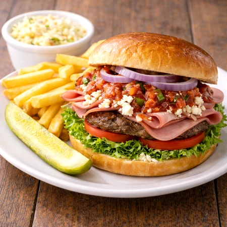 Santa Fe Burger at Ally’s Comfort Café in Davie, FL