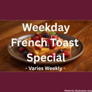 Mixed Berry French Toast topped with Caramel Sauce