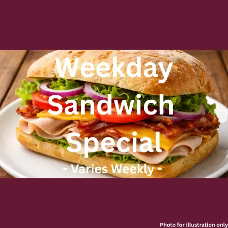 Weekday sandwich special at Ally’s Comfort Café in Davie FL made fresh for lunch