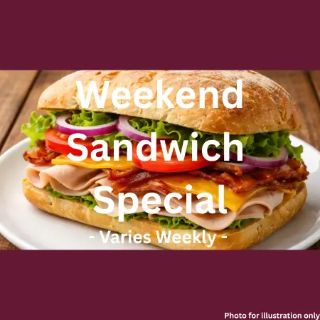 Weekend sandwich special at Ally’s Comfort Café in Davie FL served fresh on a white plate