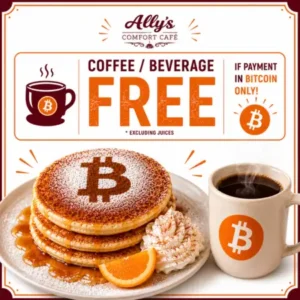 The ₿ Bitcoin Pancakes (Orange Icing with Powdered Cacao)