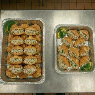 Chicken salad mini croissant catering trays from Ally’s Comfort Café in Davie, FL