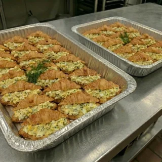 Egg salad mini croissant catering trays from Ally’s Comfort Café in Davie, FL